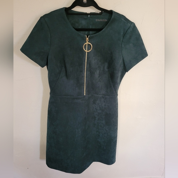 Calvin Klein 8Green Faux Suede Dress - Picture 1 of 5